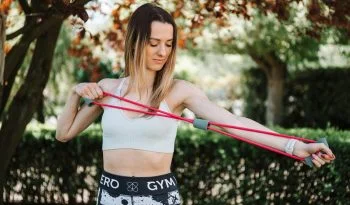 Woman Exercising Using a Resistance Band